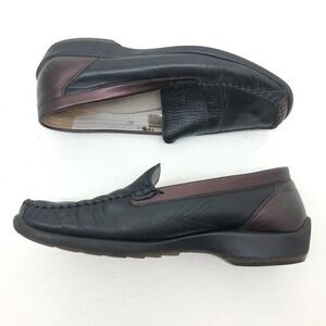 Waldlaufer navy burgundy leather flat loafers
